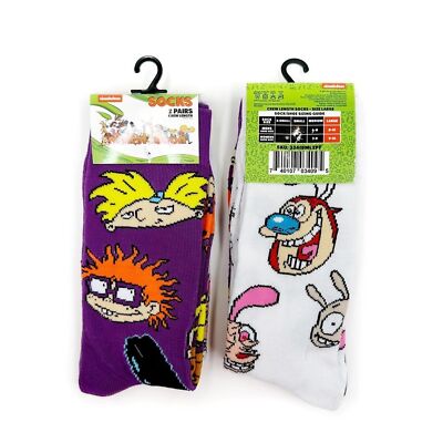 Nickelodeon Crew Socks Mens Womens 90s Retro Hey Arnold Rugrats Fun Novelty Gift