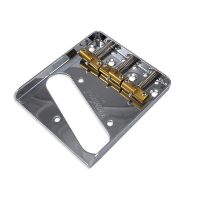 Wilkinson WTB Chrome Ashtray Bridge for Tele Style Guitars with Brass Saddles