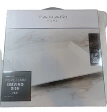 Tahari Porcelain Serving Dish Platter Tray 13.5" Square White