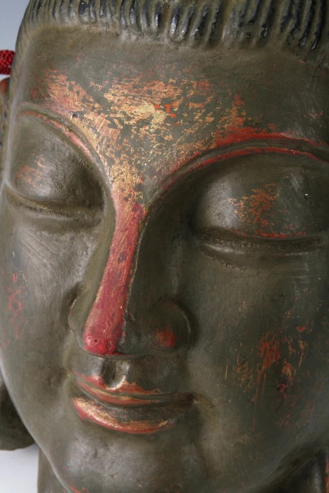 Old Vintage Big Size Paper Clay Buddhism Mask -Holy Buddha- Early Showa Period - Image 3 of 4