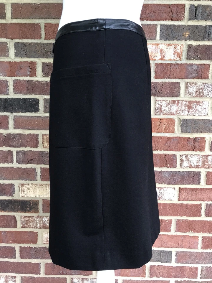 JOE FRESH JCP **TALLA 2** Falda Negra Línea A con Borde de Cuero Sintético Foto 4 de 4