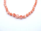 Supreme ANGELSKIN CORAL Graduated Bead Strand 14k Gold RED JADE Clasp Necklace