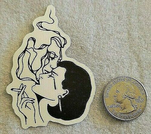 Woman Smoking With Smoke Making Head of Person Sticker Decal Cool Embellishment  - Picture 1 of 1