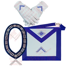 Worshipful Master Apron With Chain Collar & Gloves - Blue Lodge Officer Regalia