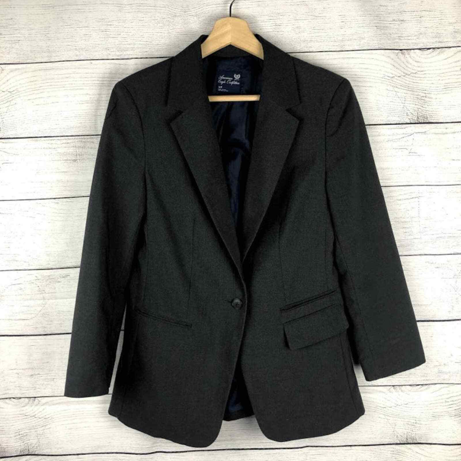 American Eagle | Gray Lined One Button Blazer S - image 4