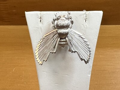 Monet Silver Tone Plated Killer Honey Bee Brooch Pin Signed