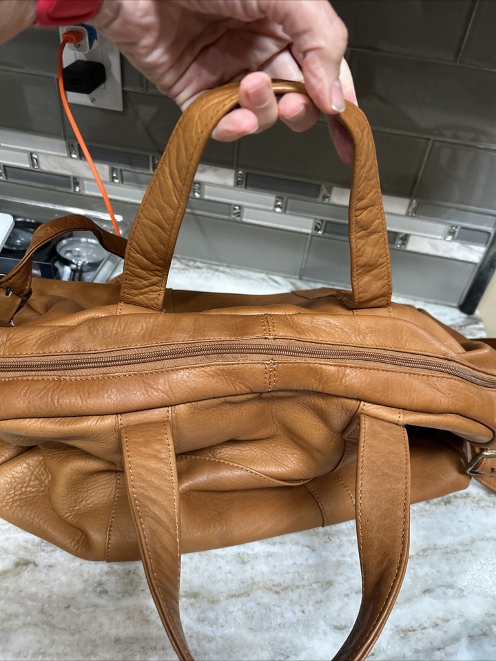 Genuine Soft Leather Large Travel Duffel Bag Luggage Tan Brown 12x20 eBay