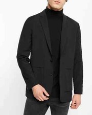 New Express Slim Black Wool-Blend Modern Tech Blazer 38R Retail 248 