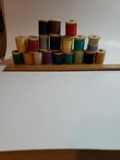 Lot Of 19 Vintage Sewing Thread Wooden Spools Unbranded Cotton Collectible