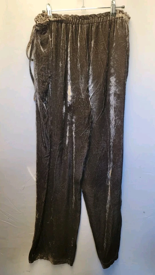 J. Jill Womens M Pants Velvet Velour Rayon Elastic  90s y2k Pockets Gold 1798