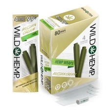 Wild H. Natural Wraps Rolling Papers 80 Total Wraps 20 Pouches (Russian Cream)