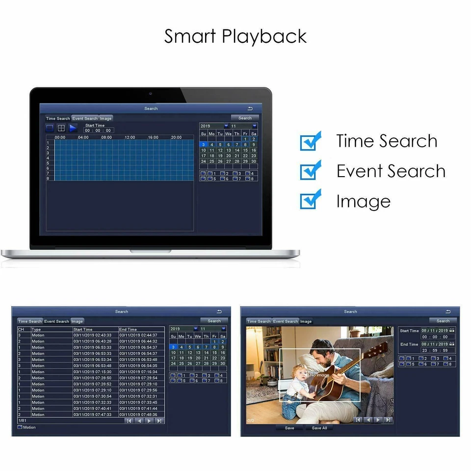 Disco duro DVR ZOSI 16 canales H.265+ 1080p 2 TB para sistema de cámara de seguridad Foto 3 de 4