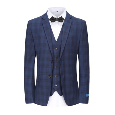 Gino Vitale Men's 3-Piece Slim Fit Check Suit - Light Brown