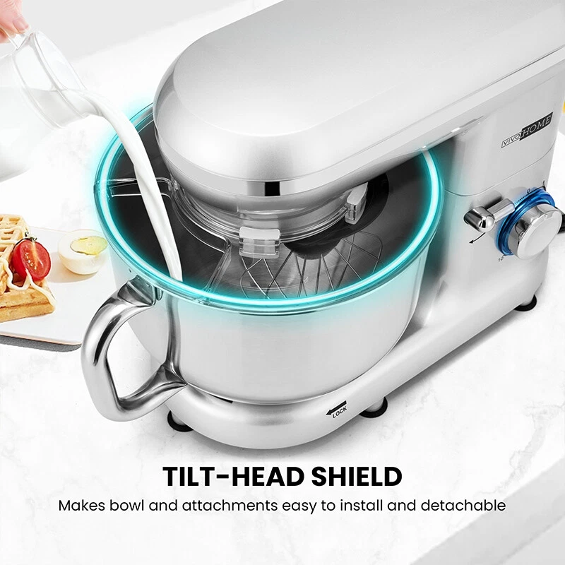 6 Quart Food Stand Mixer 660W 10-Speed Tilt-Head Kitchen Electric Beater Silver - Image 4 of 4
