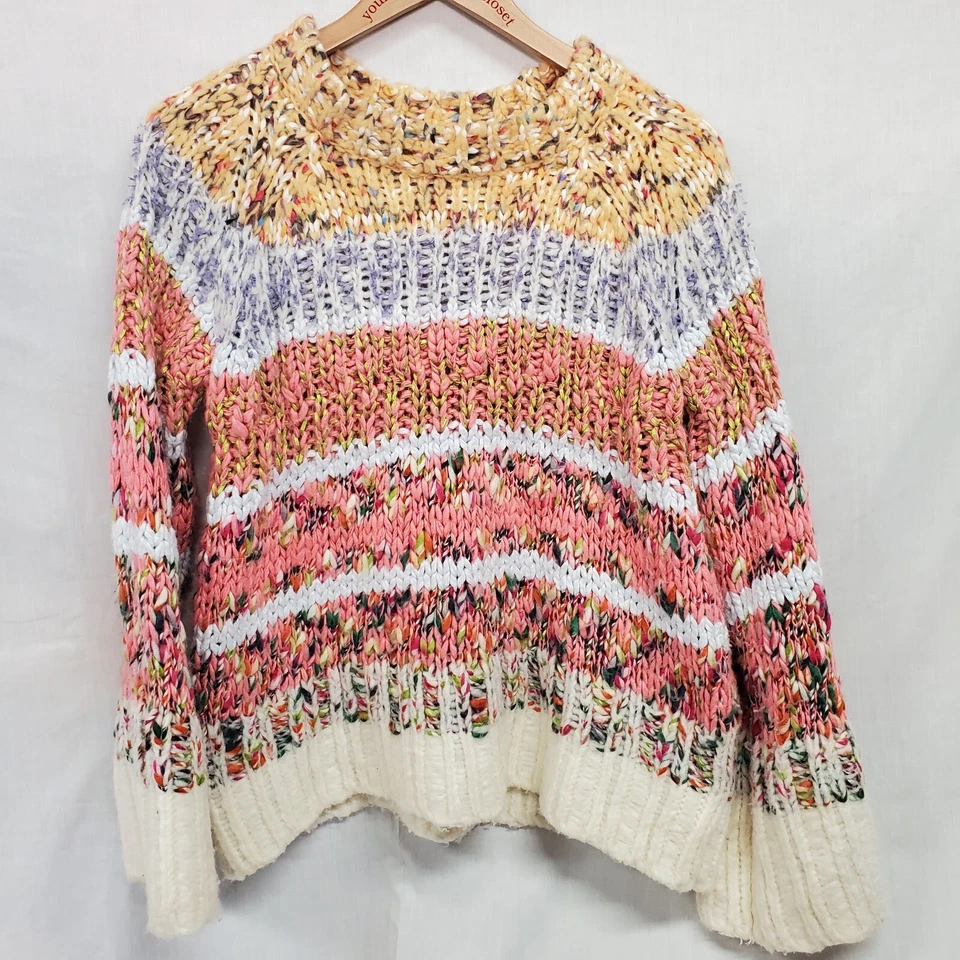 Suéter de punto grueso a rayas Anthropologie Kahlo multicolor talla S manga larga