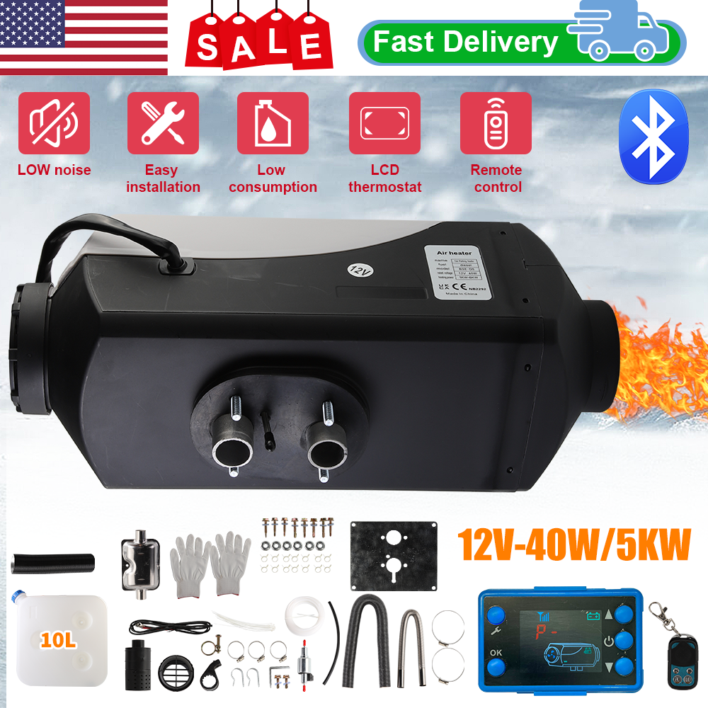 5KW 12V Diesel Air Heater LCD Thermostat Quiet For Trucks Boat Car Trailer