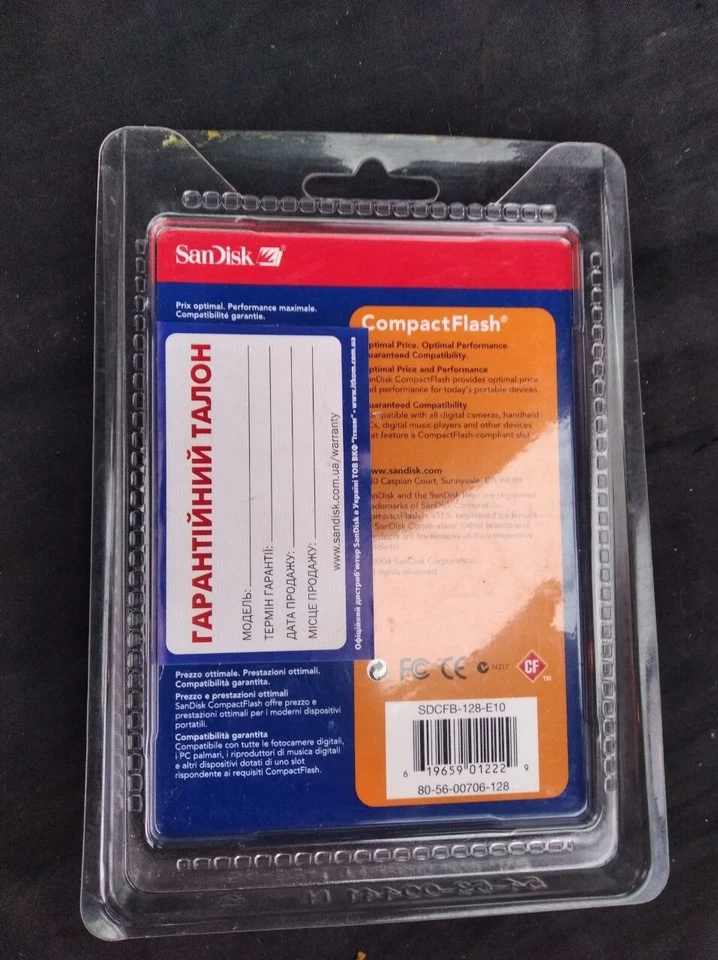 SanDisk CompactFlash 128 MB Memory Card (SDCFB-128-E10) - NEW! - Image 2 of 2