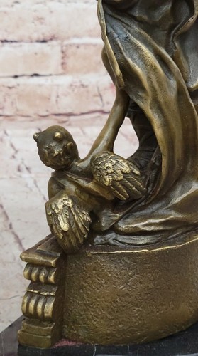 Firmada Debut San Miguel Matando Lucifer Escultura de Bronce Mármol Estatuilla Venta - Imagen 9 de 10