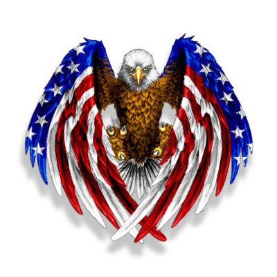Bald Eagle USA American Flag Sticker Decal
