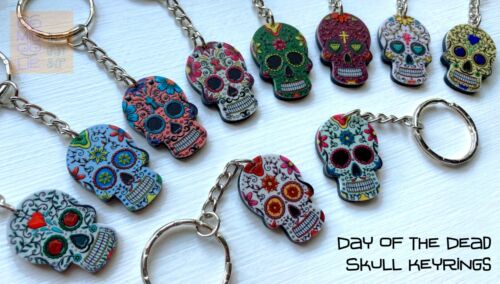 DAY OF THE DEAD Key Ring Mexican Los Muertos Sugar Skull Zombie Skeleton Keyring - Picture 1 of 12