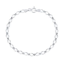 Classic Women's Bracelet Sterling Silver Flat Link Spring Clasp, 7 Inch Q-5342-7
