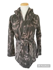 Lucky Brand Hooded Connected Belt  Black Gray Wrap Hooded Sweatshirt Medium