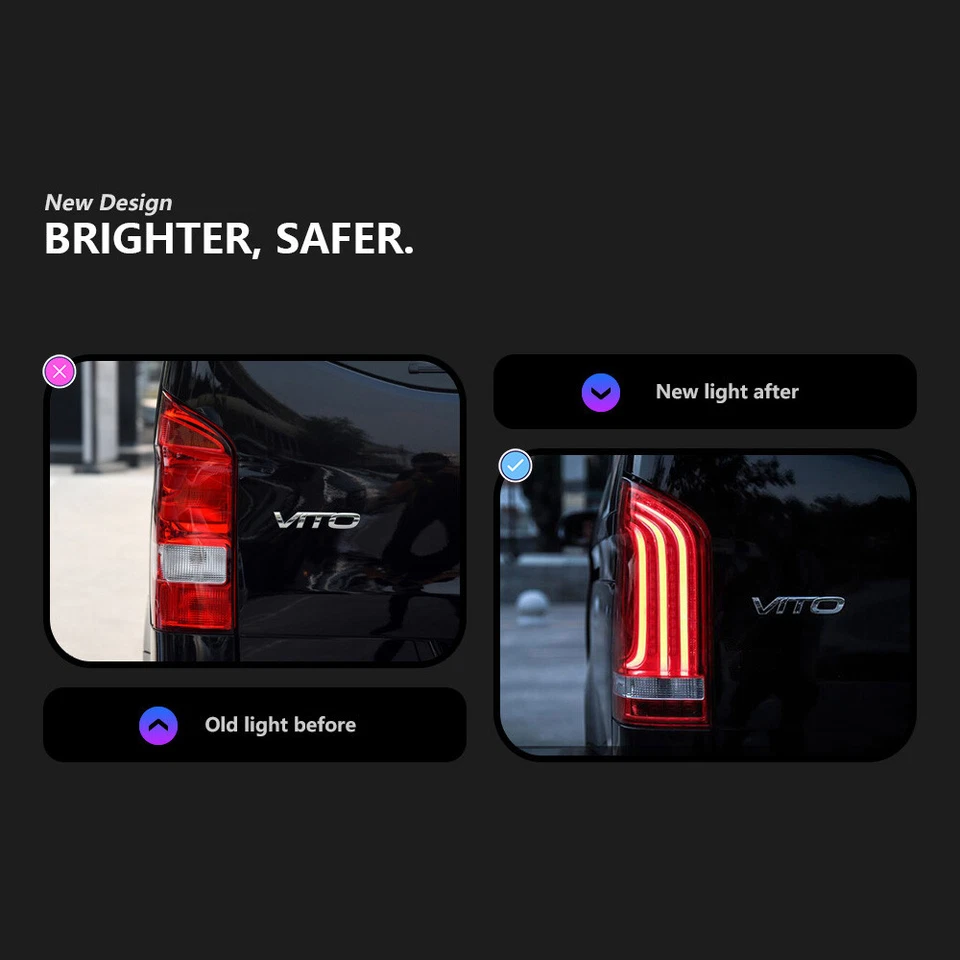 2X LED Rear Sequential Tail Lights for Mercedes Vito V CLASS W447 15-22 Halogen - Image 4 of 4