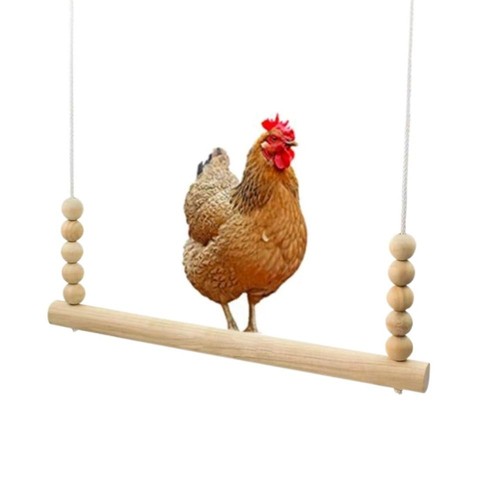 Perch For Coop Fun Chicken Bird Backyard Wooden Pet Swing Toy Hanging Climbing - Picture 3 of 7