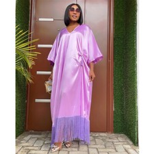 African Tassel Kaftan Evening Women Long Dress Dashiki Robe Cocktail Gown Prom