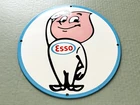 VINTAGE 12" ESSO BOY GASOLINE GAS PUMP STATION PORCELAIN MOTOR OIL DIE CUT SIGN