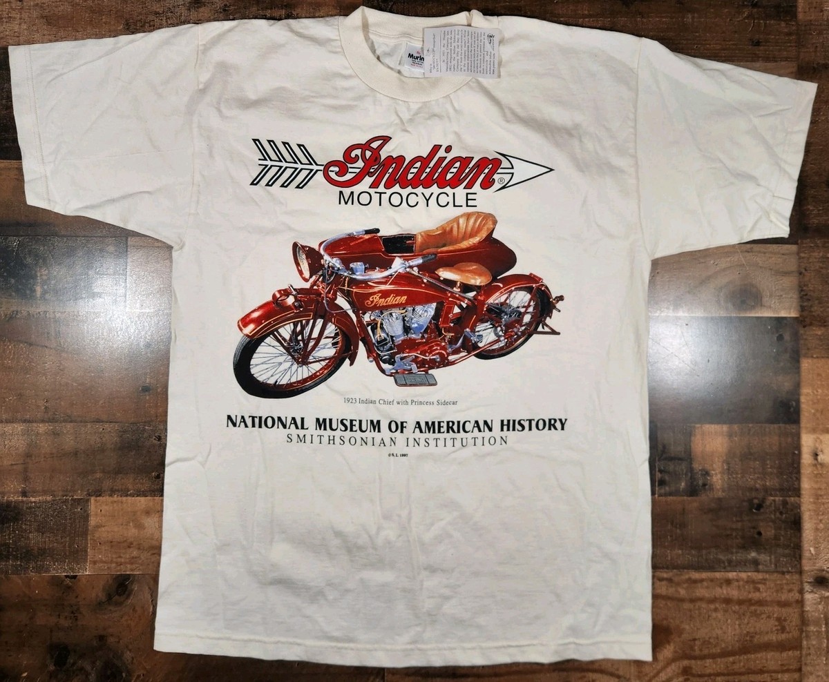 Vintage Indian Motorcycles Shirt Mens XL Beige 1923 Princess