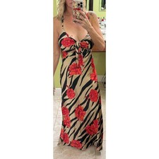 TopShop ASOS size 6 cut out floral zebra red satin maxi slip NWOT dress ($52)