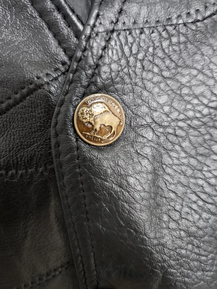 Chaleco de motociclista Diamond Plate™ diseño roca cuero búfalo con parches talla grande Foto 4 de 4