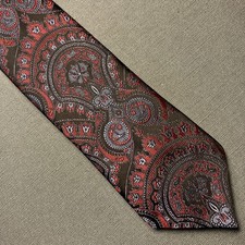 Wembley WEMLON Tie Self Tipped Red Black Blue Paisley 2.5  Wide X 53  Long Slim