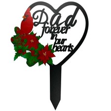 OZIO Memorial Grave Markers Cemetery Decorations, Heart Memorial Plaque Stake...
