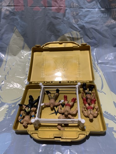 WWE Portable Mini Ring Mighty Mini's Figures In Wrestling Gold Brief Case 2015