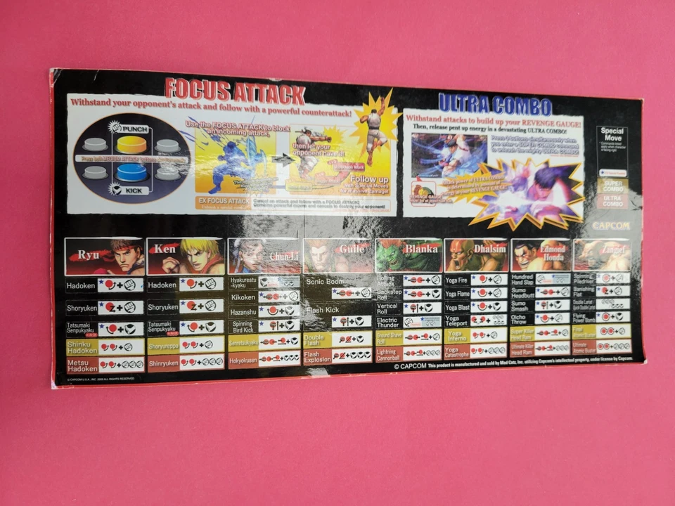 Mad Catz Street Fighter IV 4 Arcade Fight Stick Tournament Ed Xbox360 Move Card - Image 2 of 2