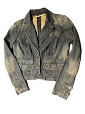 Women's DKNY Jean Jacket Size Small S Petites Blue Denim Fitted Cotton