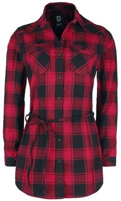 Brandit Langarmhemd Damen Ladies Longshirt Lucy rot/schwarz Basics