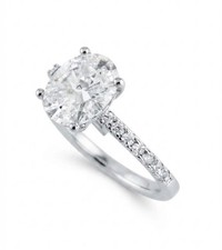 Anello Solitario Argento Ovale MOISSANITE 2 CT 7x9mm D VVS1 GRA