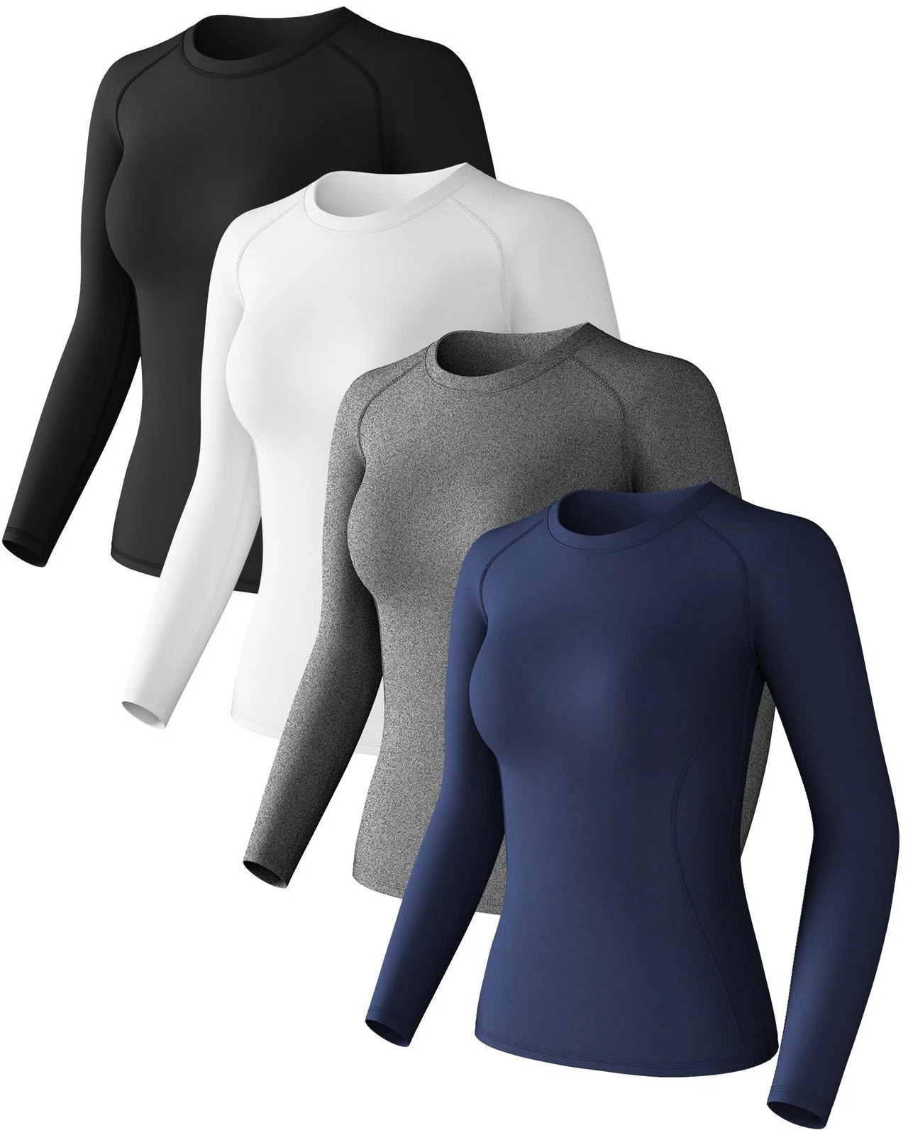Women's Long Sleeve Compression Shirts Quick Drying Workout Top with Sun Prot...