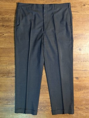 Vtg Jos Bank 40x32 Grey Plaid Pure Wool Dress Pants Flat Front Cuffs Made In USA