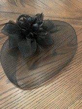 Women Fascinators Hat Tea Party Black Mesh Floral Feathers Derby Day
