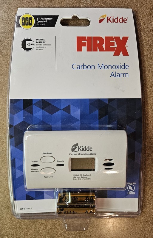 Kidde FIREX Carbon Monoxide Alarm Digital Display 3-AA Battery KN-COPP-B-LPM New