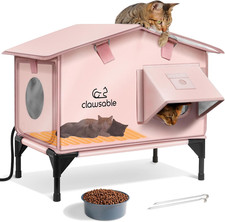 Upgraded Heated Cat House for outside Escape Door, Highly Insulated Heated Outdo