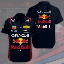 redbull F1 Hawaiian Shirt, Racing Oracle Mobil1 Black Team Polo Shirt lot