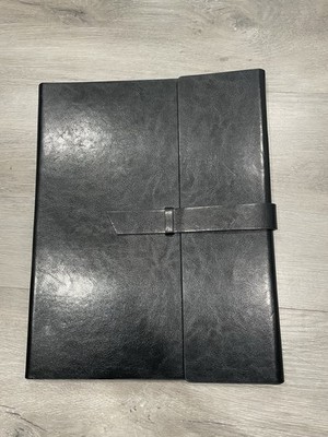 GALLAWAY LEATHER Padfolio Portfolio Folder - Slim Portfolio Organizer Black