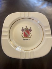 Howard Sir Name Ashtray Trinket Dish Coat Crest Of Arms Family Porcelain Vintage