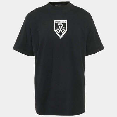 Balenciaga Unifit Black Logo Print Cotton TShirt XS