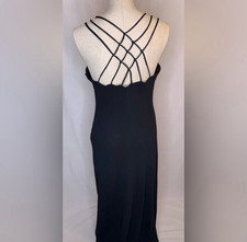 Vintage Cachet little black dress sleek maxi gown webbed back Prom Y2K Medium
